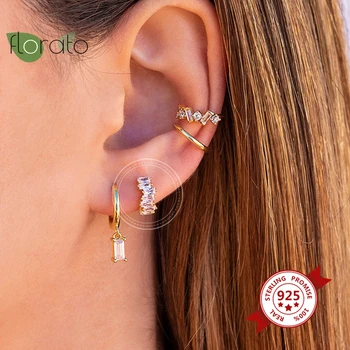 

925 Sterling Silver Crystal Huggies Small Hoops Earrings Skinny CZ Boho Classic Minimal Charming Earrings Thin Hoops Gift