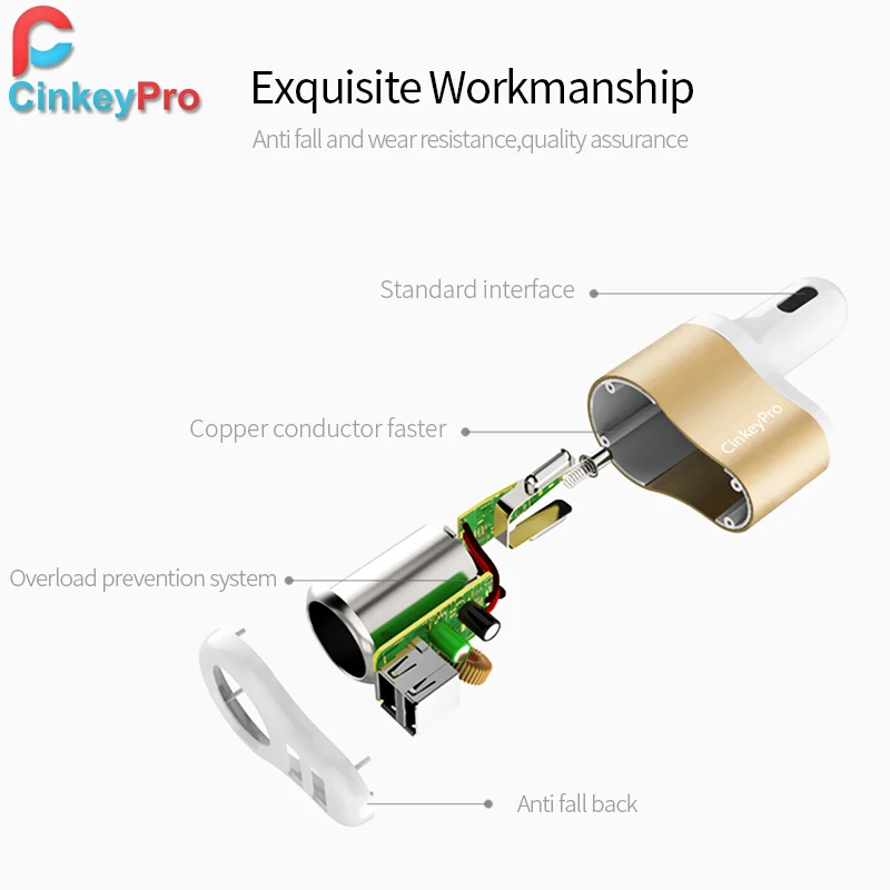 CinkeyPro Car Charger Cigarette Lighter 2 Ports USB 2.1A Mobile Phone Universal For iPhone Samsung Charging|usb charger 2.1a|usb chargercharger 2.1a