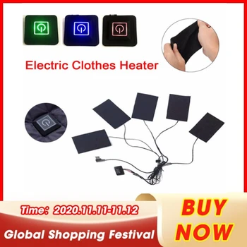 

5-in-1 Adjustable USB Heating Safe Fiber Carbon Pad Warm Jacket Coat Vest Hiking Heater Electric Heating Pad 3 Gear Clothes Hot
