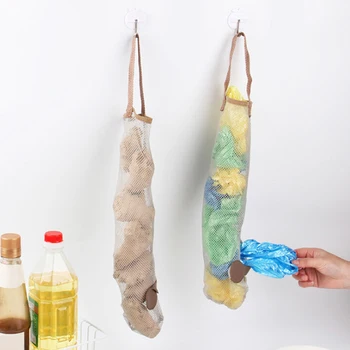 

Mesh net drawstring bags breathable fruit vegetable garlic onion hanging storage bag