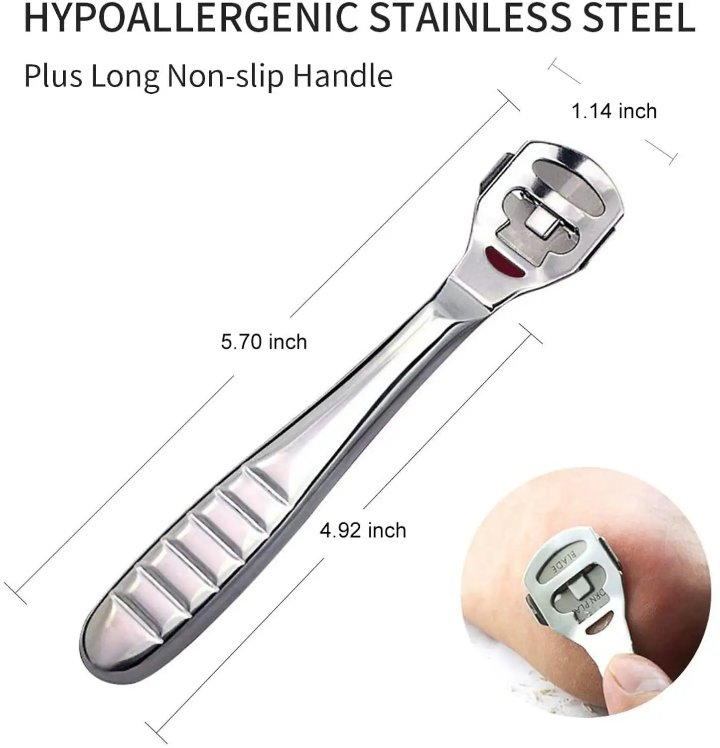 Foot Callus Shaver Heel urządzenie do usuwania zrogowaciałego naskórka Hand Feet Pedicure Razor Tool golarki uchwyt ze stali nierdzewnej 10 ostrzy narzędzia do pielęgnacji stóp 2 Foot Callus Shaver Heel urządzenie do usuwania zrogowaciałego naskórka Hand Feet Pedicure Razor Tool golarki uchwyt ze stali nierdzewnej 10 ostrzy narzędzia do pielęgnacji stóp 2