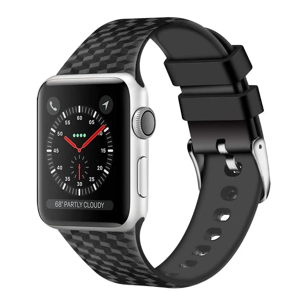 Ремешок силиконовый для Apple Watch Band 44 мм 40 спортивный браслет с 3d-текстурой Iwatch 38 42 5