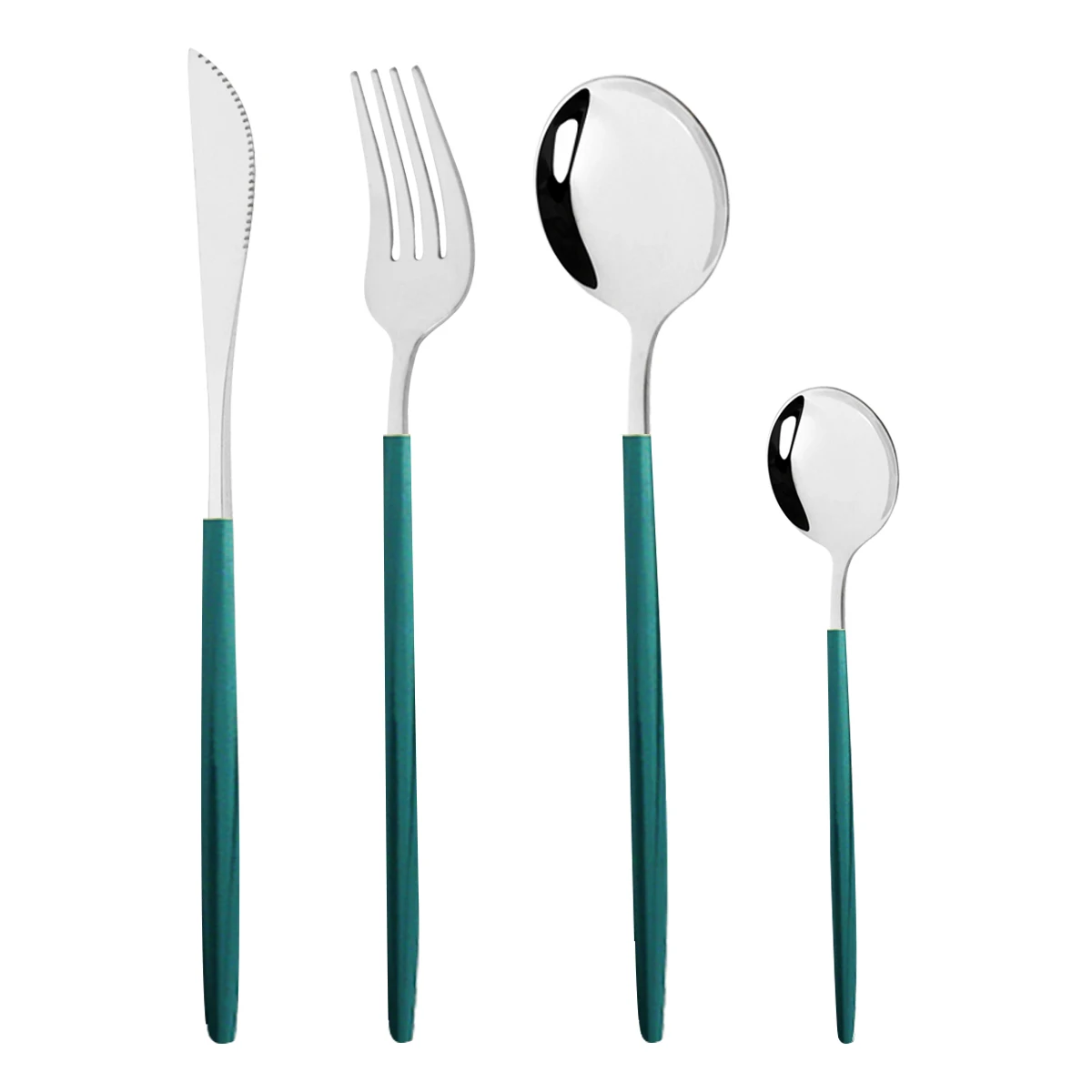 4Pcs Green Silver