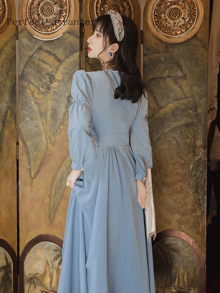 2020 Autumn Winter New Arrival Hot Sale Turn Down Collar Long Sleeve Women Long Dress