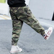 Детская одежда; брюки для мальчиков; камуфляжный комбинезон; осенняя одежда; Новинка года; стильные детские повседневные брюки; сезон весна-осень