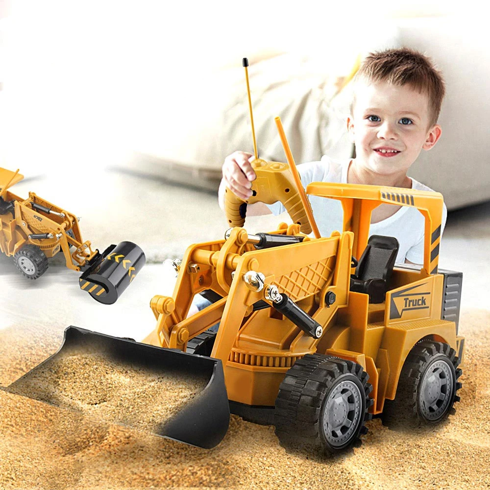 

Rc Bulldozer 1:24 5 Channel Remote Control Truck Loader Mini Charging Construction Engineer Vehicle Model For Kid Hobby Toy Gift