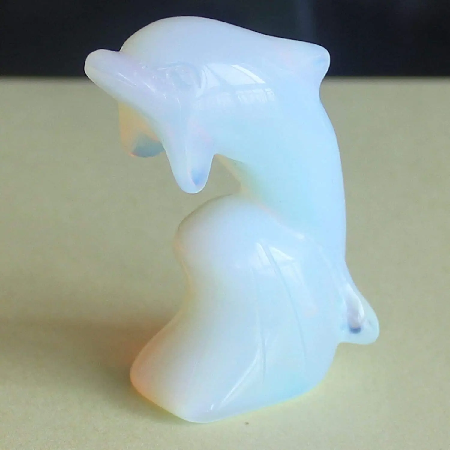 

Hand Carved Mixed Gemstone quartz crystal Dolphin animal Figurine Animal statue