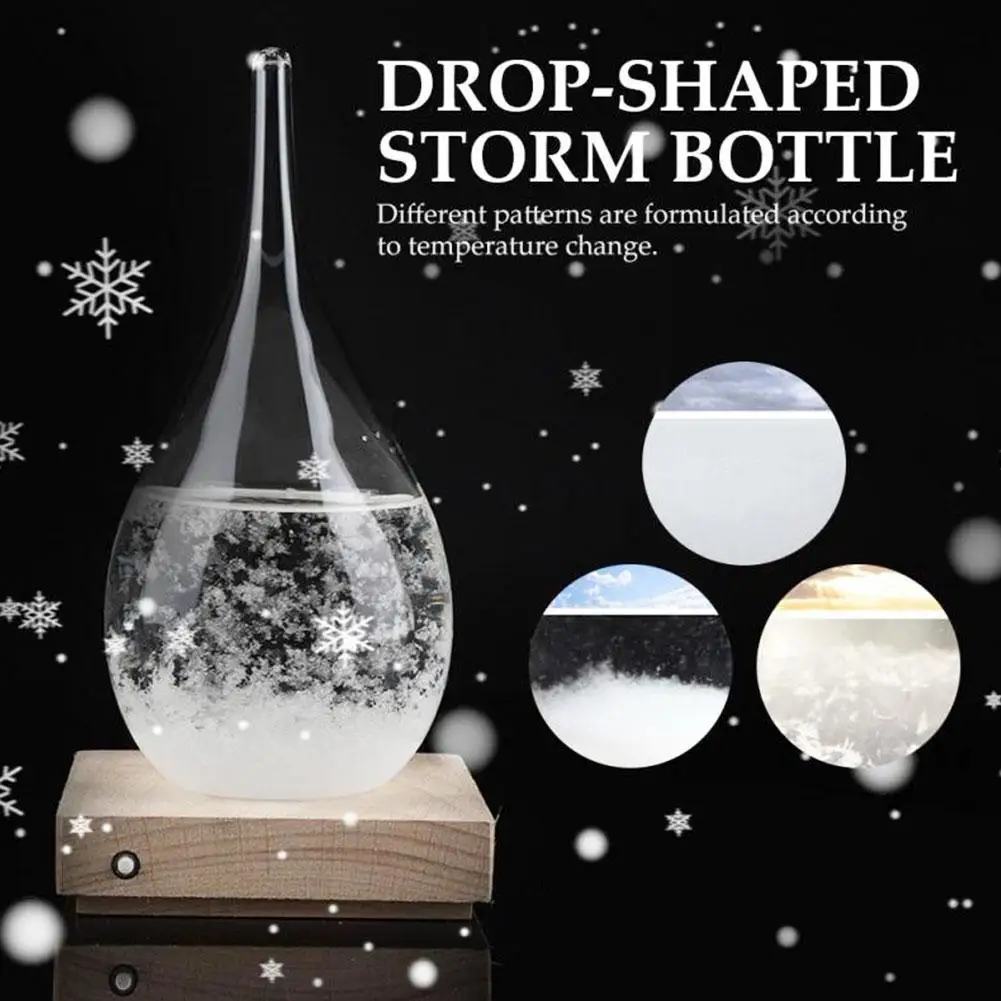 

Waterdrop Heart-shaped Design Weather Storm Forecast Bottle Home Ornaments DIY Desktop Transparent Crystal Glass Storm Barometer