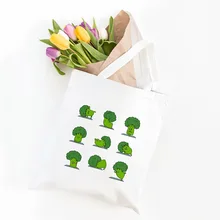 Брокколи Йога забавная Новая женская Брезентовая Большая вместительная винтажная сумка через плечо Harajuku Мультяшные повседневные сумки для девочек школьные сумки