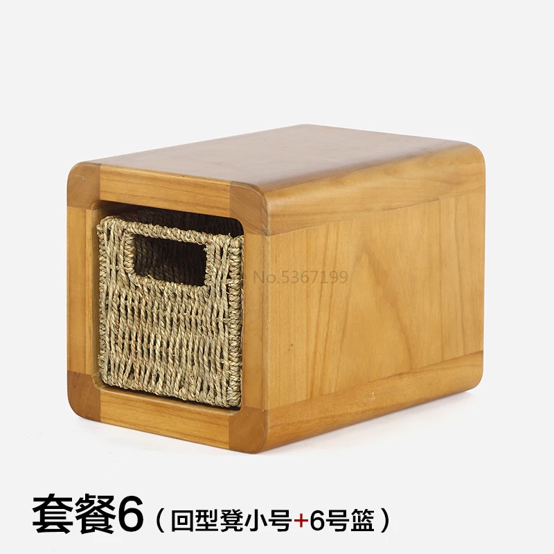 Folk Art Japanese Home Creative Solid Wood Small Stool Coffee Table Round Stool Change Shoe Bench Children Bench Chair - Цвет: Слоновая кость