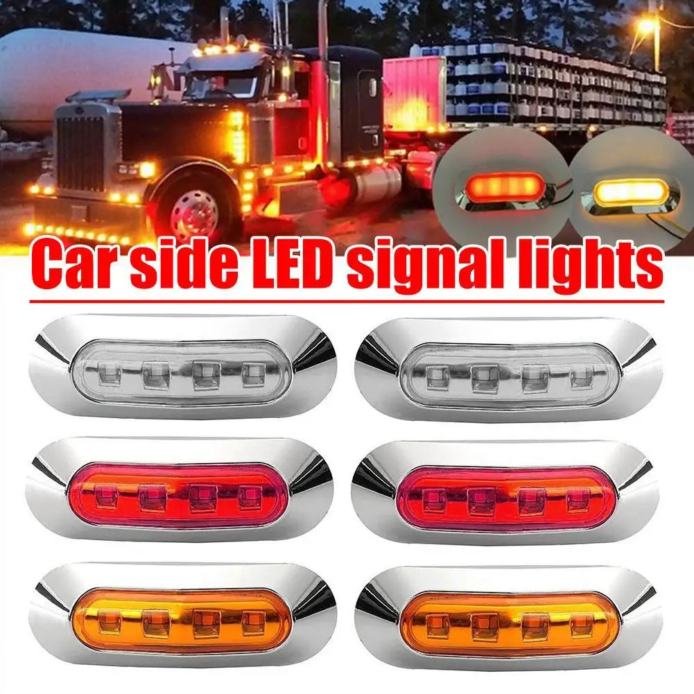 10 Pieces 4 LED Side Marker Indicator Lights Lamp Front Rear Tail Clearance Lamp Interior Lights Red and Amber DC12V 24V Lights for Auto Car Bus Truck Lorry Trailer Boat Deck Courtesy 