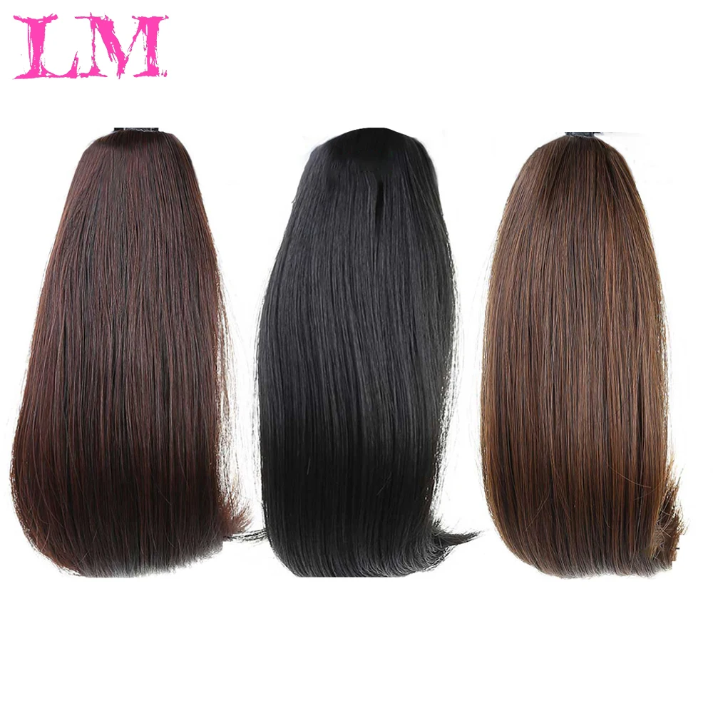 

LiangMo Straight Long Clip In Hair Extensions Blonde Black Little Pony Tail High Temperature Fiber Synthetic Hair Claw Ponytails