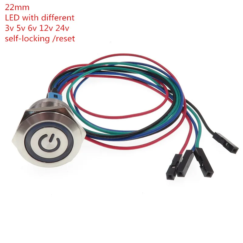 

1pcs 22mm Metal Push Button Switch Waterproof Self locking/ Momentary Button Switch Power Led Push Switch with 50cm wire