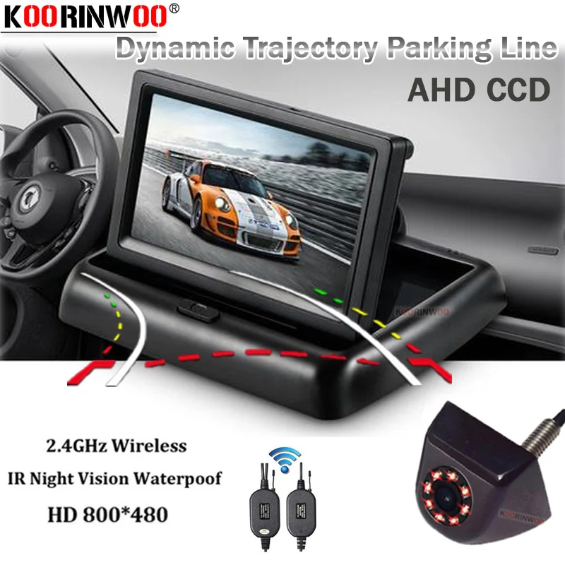 Беспроводная складная видеоплеер Koorinwoo HD парковочный монитор 4 3 дюйма с камерой