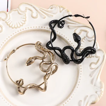 

Personality Gothic Cool Punk Antique Animal Black Snake Earrings Crazy Twining Snake Hoop Earrings Statement Earrings Party Jewe
