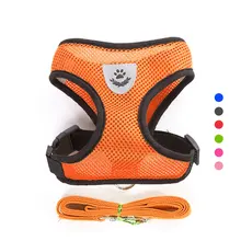 Регулируемая шлейка и поводок для домашних животных, розовая сетчатая дышащая Светоотражающая портупея для чихуахуа