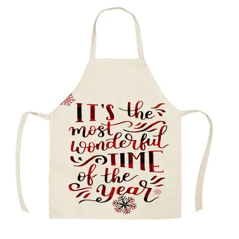 Christmas Tree New Year Kitchen Aprons for Woman Man Home Cooking Baking Shop Cleaning Cotton Linen Apron WQi852