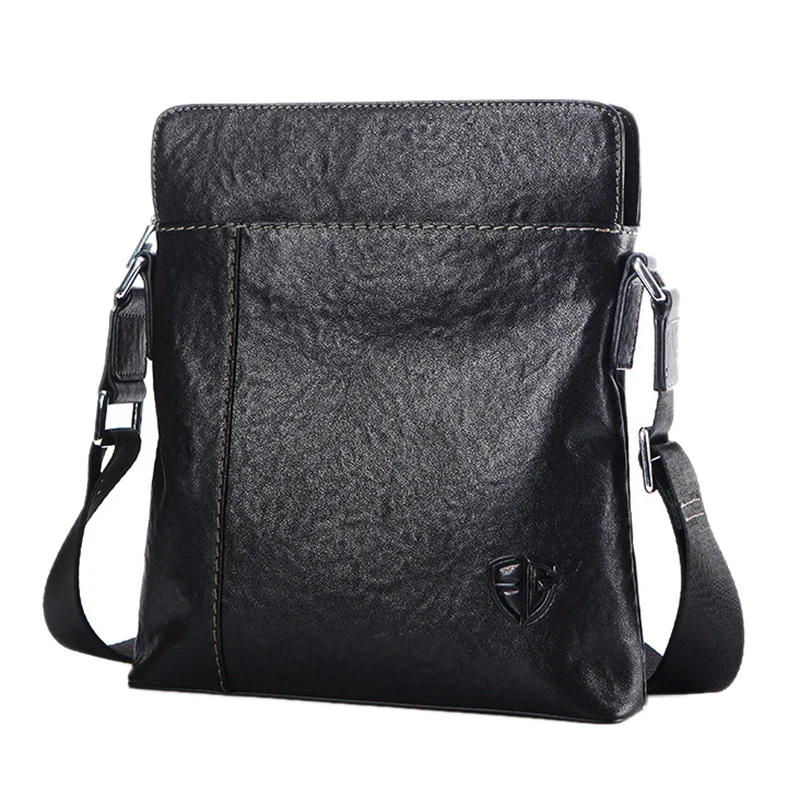 

FEGER Genuine Leather Men's Shoulder Bag Business Briefcase Messenger Bags Vertical Leisure Shoulder Bag Crossbody Bags