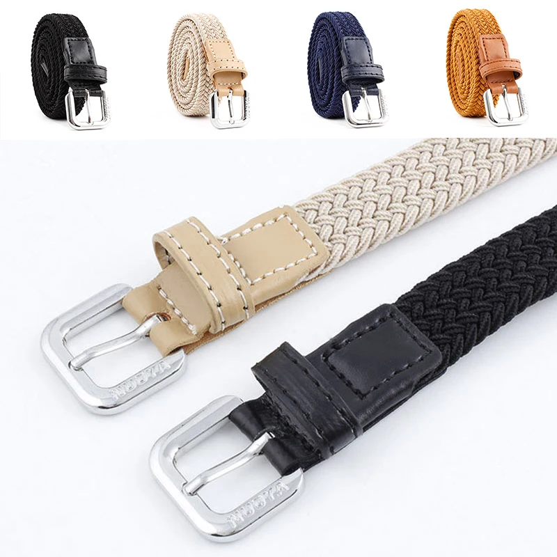 New Unisex Casual Stretch Woven Belt Women Men Elastic Belts For Jeans Knitted Belts Vintage Solid Braided Belt Pin Buckle Belt crocodile skin belt