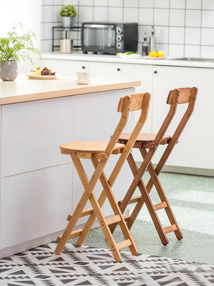 

GY Folding Stool Space-Saving Small Folding Stool Armchair Portable High Chair Folding Chair Kitchen High Dining Chair