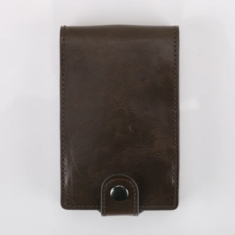 Rfid кошелек для мужчин PU кожаный держатель для карт с застежкой стоп Rfid дизайн Противоугонный Pull автоматически карты Чехол сумка мужская - Цвет: Кофе
