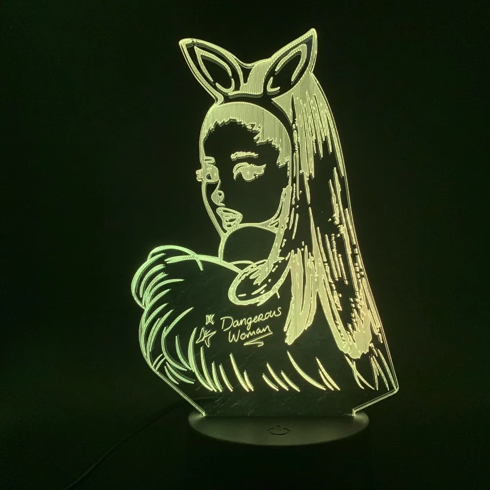 Singer Ariana Grande Cat Girl LED 3d Light Table Night Light for Bedroom Home Decorative 3d Led Night Light Fans Christmas Gift