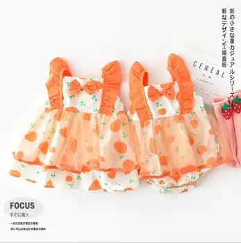 

2020 New Wholesale Baby Girls Printed Voile Romper Summer Toddler Kids Jumpsuit 0-2Years