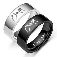 AsJerlya Letter I Love You Stainless Steel Ring Silver Color Romantic Design Heart Wedding Couple Valentine Day Anniversary Gift 1