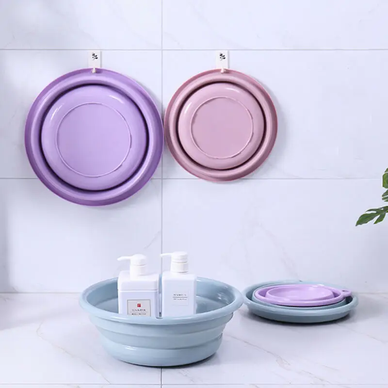 

Fashion Silicone Portable Camping Folding Wash Basin Collapsible Bucket/ Dish Tub Solid Cool Washbasin