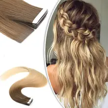 Neitsi Gerade Maschine Remy Menschenhaar Band In Extensions 12 "16" 20 "24" Doppel Seite Nahtlose klebstoff UNS Band Haut Schuss Haar