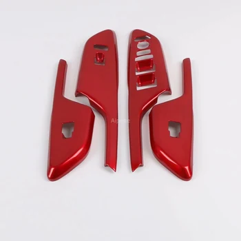 

Red Carbon Fiber Style Car Interior Armrest Window Lift Switch Button Cover Trim Bezel For Honda Civic 2016 2017 2018 2019 LHD