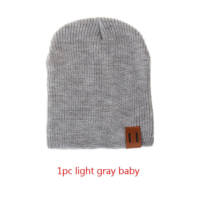 Light Gray baby Высокое качество, модная Горячая Распродажа, женская, мужская, детская зимняя теплая вязаная шапка, лыжная шапка, детская шапка, Папа, мама, детские шапки - Цвет: Light Gray baby