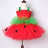 Red Green Strawberry Dresses for Girls Princess Tutu Dress with Flowers Headband Cute Children Kids Costume for Birthday Party ► Photo 3/6