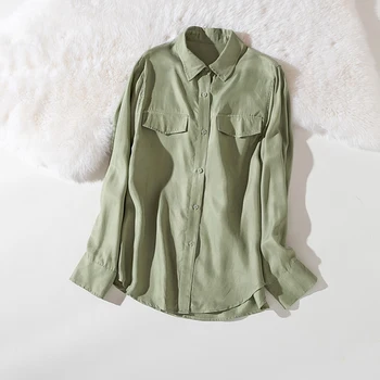 

Cthink 2020 Spring Green Long Sleeve Solid Blouse Stylish Trop Well Turn Down Collar Women Shirt Good Quality Office Lady Blusas