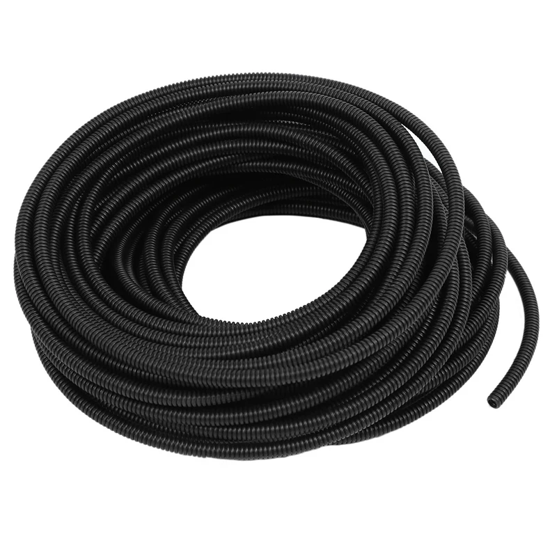 

6mmx7mm Dia Flexible Corrugated Conduit Tube Pipe Hose Black 21M