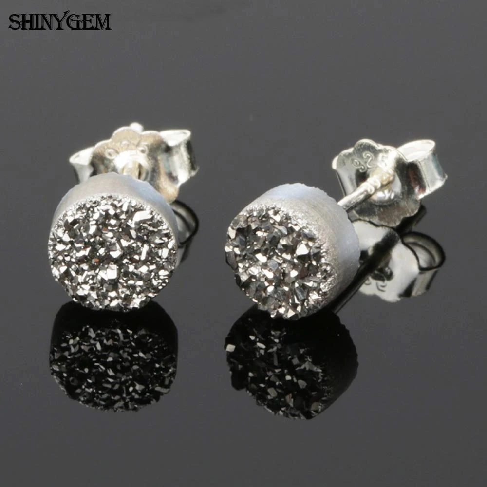 Маленькие круглые серьги со стразами ShinyGem 4 мм трендовые гвоздики с натуральным
