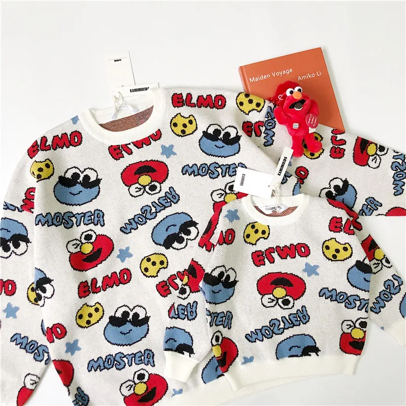 

Tonytaobaby Cartoon Knitted Jacquard Cotton Sweater Parent-Child Matching Outfit Unisex Style Pullover