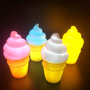 

Lovely Silicone Ice Cream Led Night Light Baby Bedroom Decoration Table Lamp Battery Powered Nightlight Nursery Kids Lamp