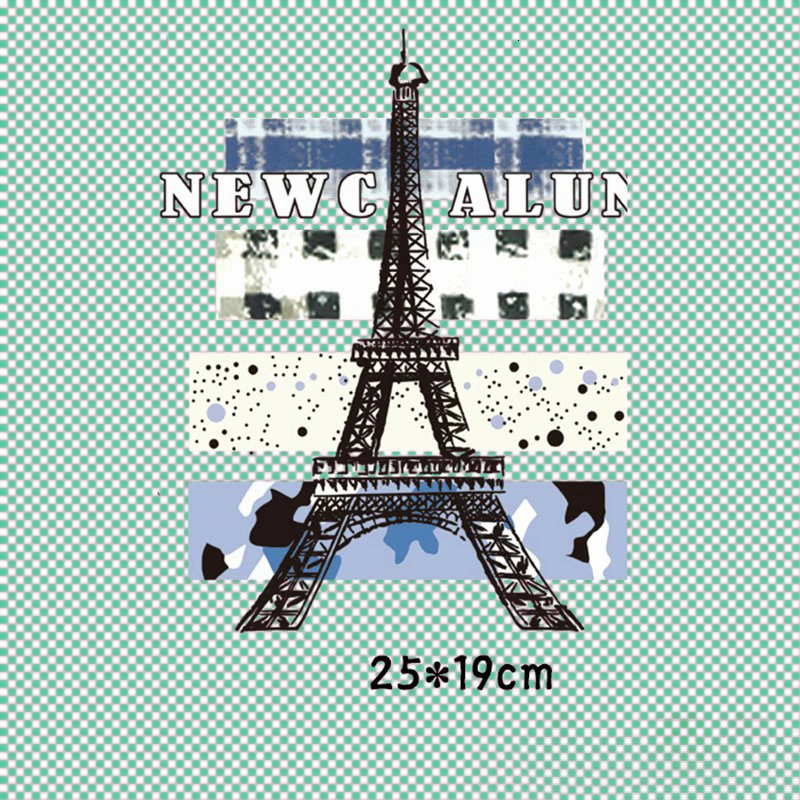 Clothes Biker Patch deal with it Printed Pattern Tower Heat transfer Printing Stickers Diy Iron on Patches for Clothing Sticker