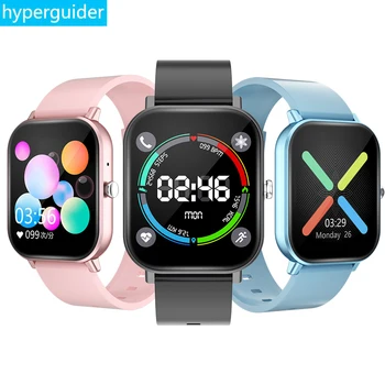 

hyperguider Smart Watches Bluetooth Call Message Push Heart Rate Fitness Tracker 2.5D Curved 1.54" Screen Stereo Sound Alarm V6