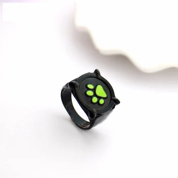 Hanreshe anneau de chat noir avec motif de dessin anim bague d amour verte en