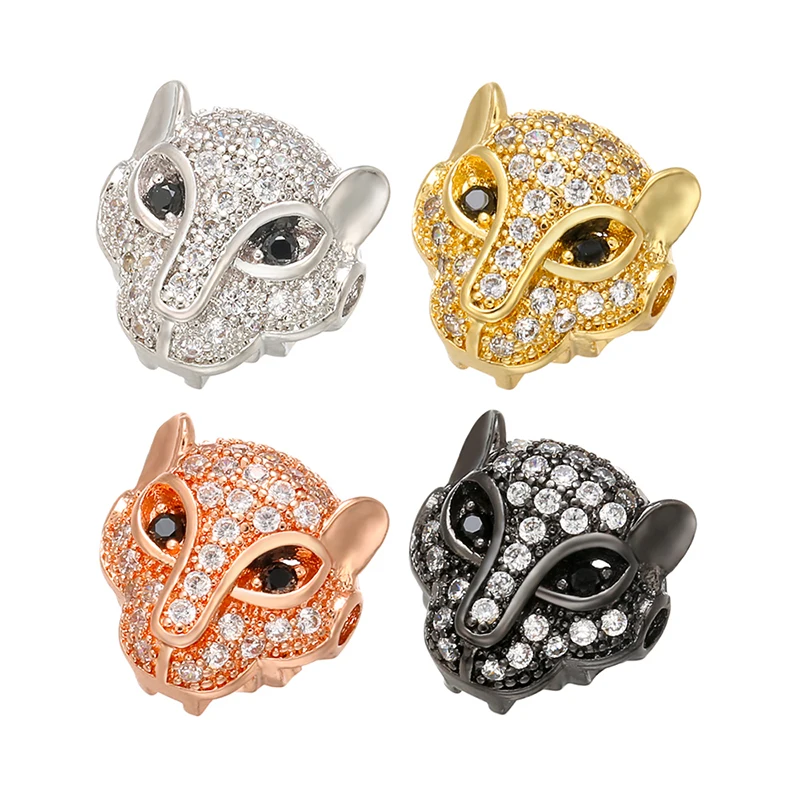 Beads for Jewelry Making 11*11mm Brass Cubic Zirconia Leopard Beads Hole 1.5mm VZ168 VZ230