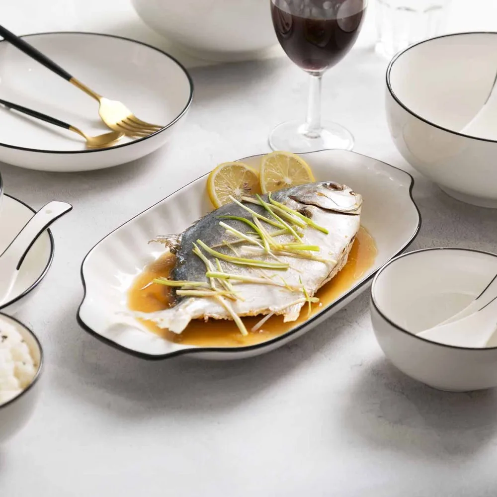 1 шт. большая тарелка для рыбы блюдо для фруктов разделочная доска креативный прямоугольник керамика легко чистить