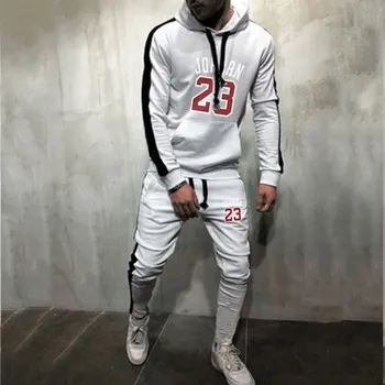 

Jogger men's casual sports suit male fashion slim hip-hop stitching Jordan 23 fitness sports hoodie fashion fitness sports pants