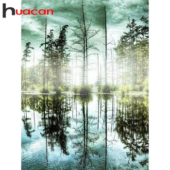 

Huacan Diamond Painting Full Square New Arrival Tree Landscape Embroidery Summer Scenery Handmade Gift