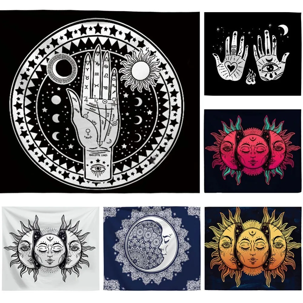 Fashion Mandala Tapestry Wall Hanging Witchcraft Hippie Beach Boho Bohemian Throw Rug Moon Home Art Psychedelic Tapestries Decor