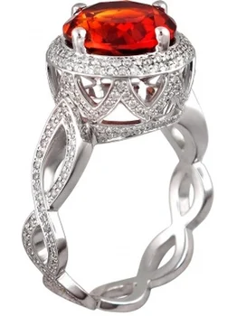 

Esthete ring with citrine and diamonds in 750 White Gold