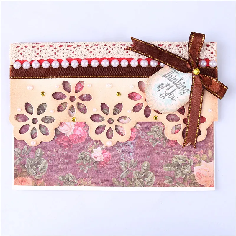  Naifumodo Flower Border Metal Cutting Dies Lace Invitation Scrapbooking Craft Dies Embossing Stenci - 4000511866333
