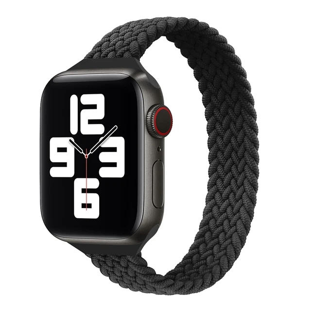 Slim Braided Solo Loop For Apple watch band 44mm 40mm 42mm 38mm 42 mm FABRIC Elastic belt bracelet iWatch serie 6 5 4 3 se strap 4 black