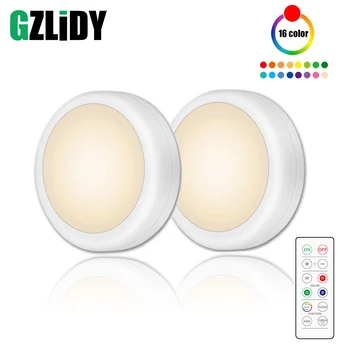 

LED Night Light Novel 16-color Cabinet Lamp Remote Control Dimmable Timing Bedroom Decoration Nightlight Using AAA Batteries